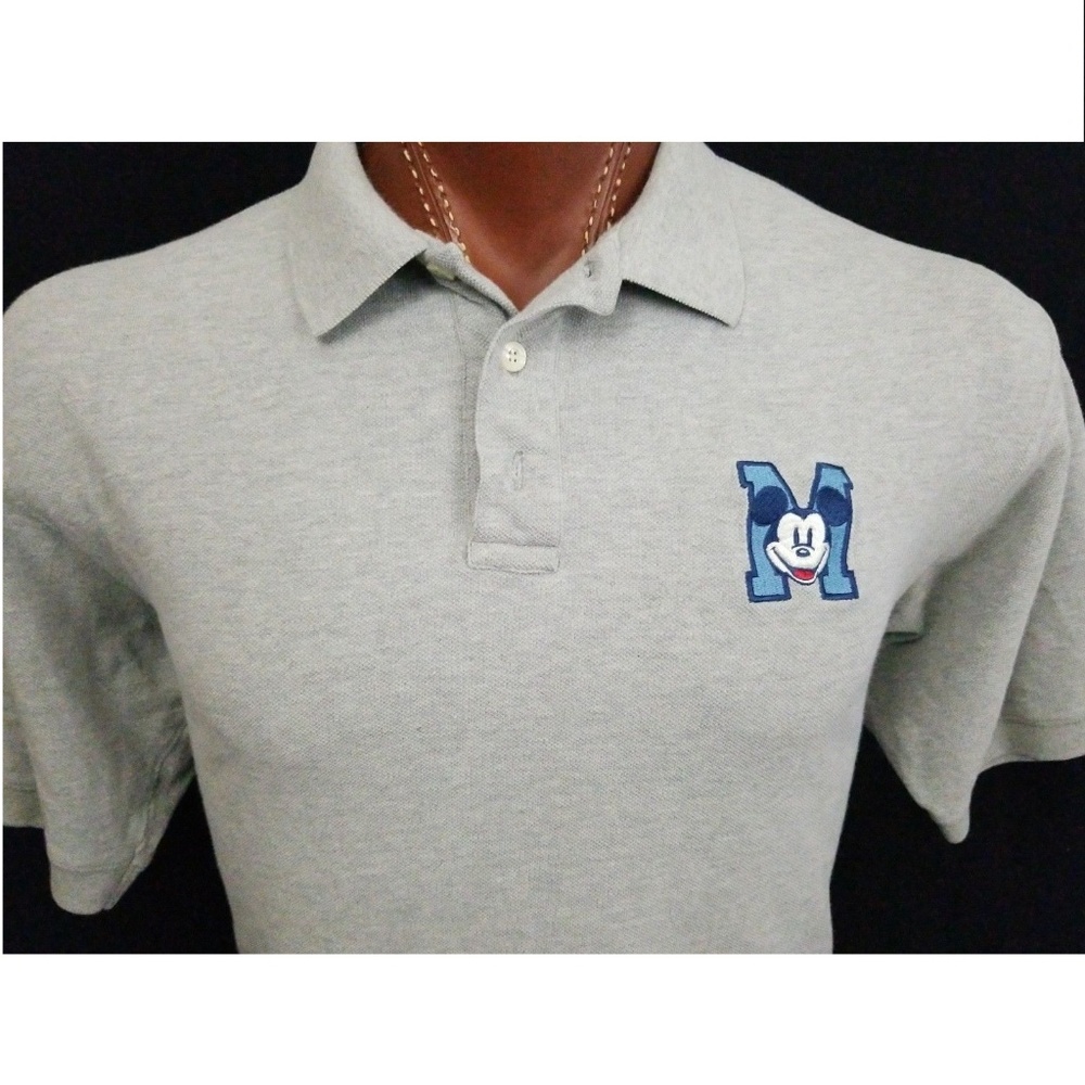 Disney Store Mickey Mouse Gray Embroidered Polo L